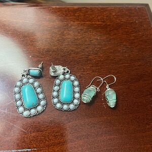 Turquoise and sea glass earrings